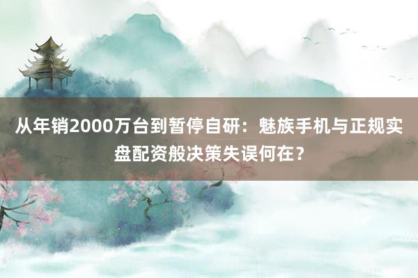 从年销2000万台到暂停自研：魅族手机与正规实盘配资般决策失误何在？