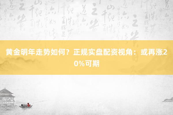 黄金明年走势如何？正规实盘配资视角：或再涨20%可期