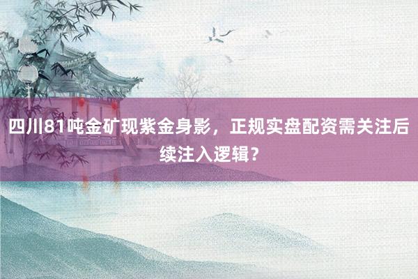 四川81吨金矿现紫金身影，正规实盘配资需关注后续注入逻辑？