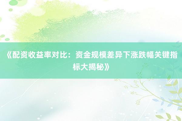 《配资收益率对比：资金规模差异下涨跌幅关键指标大揭秘》