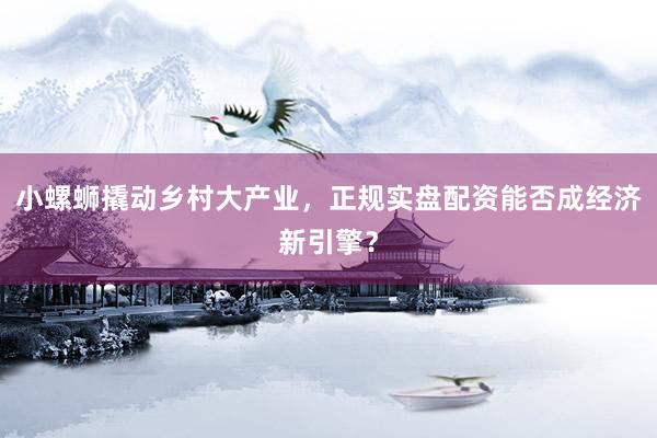 小螺蛳撬动乡村大产业，正规实盘配资能否成经济新引擎？