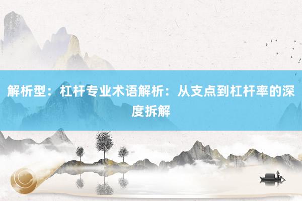 解析型：杠杆专业术语解析：从支点到杠杆率的深度拆解