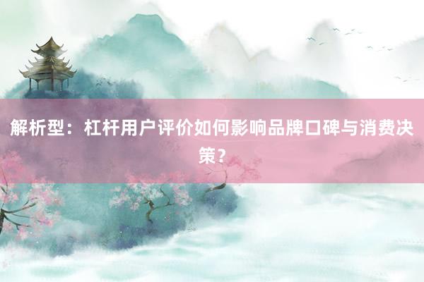 解析型:杠杆用户评价如何影响品牌口碑与消费决策?
