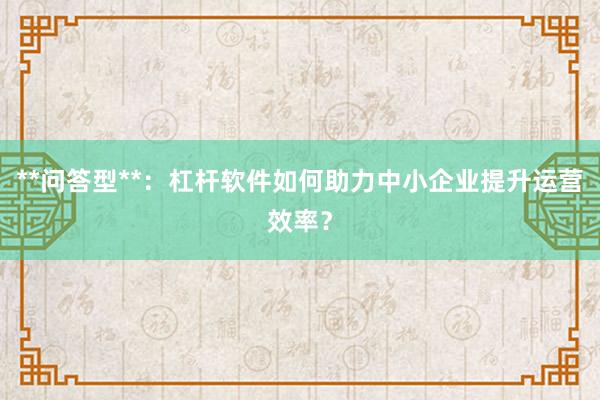 **问答型**：杠杆软件如何助力中小企业提升运营效率？